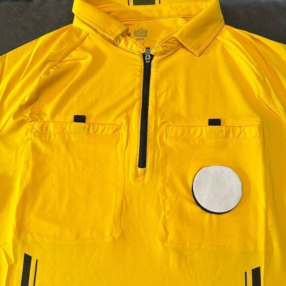 Admiral Mens Gold Authentic Referee Jersey Short Sleeve Front 1/2 Zip Size M NEW - Picture 4 of 14